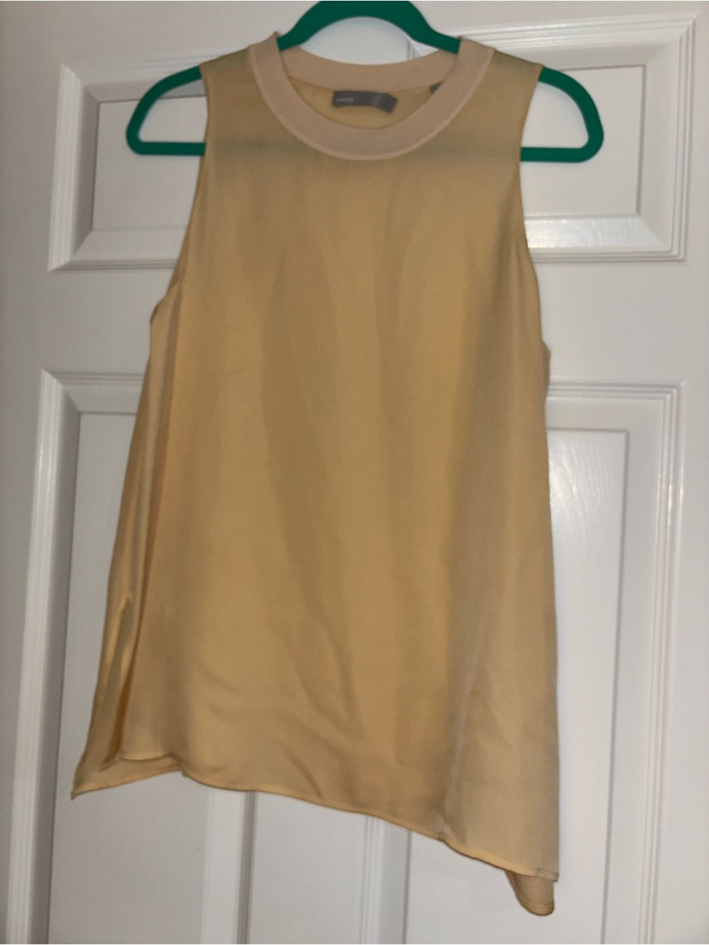 Vince Pale Yellow Satin Tank Top